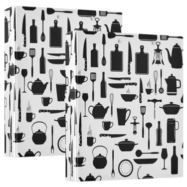 Imagem de Ferramentas de cozinha personalizadas com três argolas brancas de 3 cm, 200 folhas, caderno, anel redondo, fichário de escritório, 31,5 x 27 x 6 cm, pacote com 2