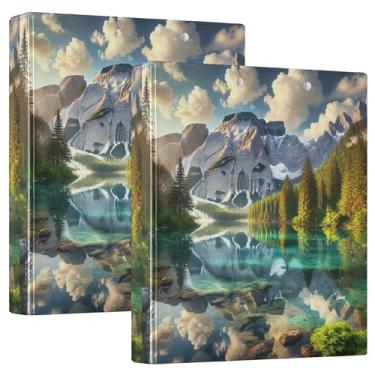 Imagem de Fichários Crystal Mountain Reflection Lake 3 argolas de 3 cm comporta 200 folhas, lindo anel floral, redondo, fichário de escritório, 31,5 x 27 x 6 cm, 1 pacote