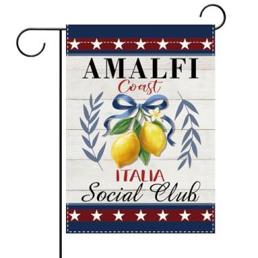 Imagem de Terkki Bandeira decorativa de jardim Capri Limão Costa Amalfitana Itália, Italia Social Club Citrus Pequeno Quintal Decorações, Casa de Fazenda Mediterrâneo Verão Serapilheira Exterior Decoração de