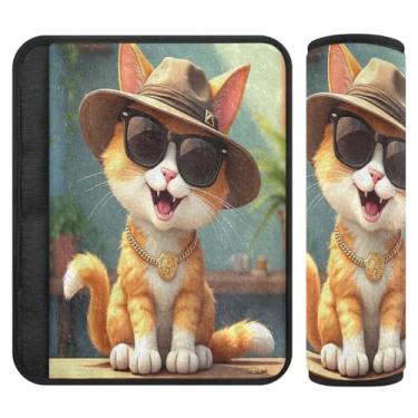 Imagem de Chapéu de gato fofo com enchimento de cinto de segurança macio, acolchoado com algodão, capa de alça de carrinho de bebê, capa de almofada de cinto de segurança para crianças