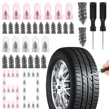 Imagem de 120 peças de pregos de borracha para reparo de pneus, plugues de reparo de pneu de 2 tamanhos com caixa e chave de fenda, kit de plugue de pneu de autoatendimento rápido de emergência - pregos de