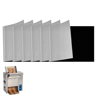 Imagem de KR KITCHENRAKU Pacote com 6 – 83,8 cm x 31,1 cm A.J Antunes Folhas antiaderentes arredondadas PTFE para torradeiras VCT 20, 25, 50, 1000, 2000 Series - (preto/prata), substitui 7001167, 7000250