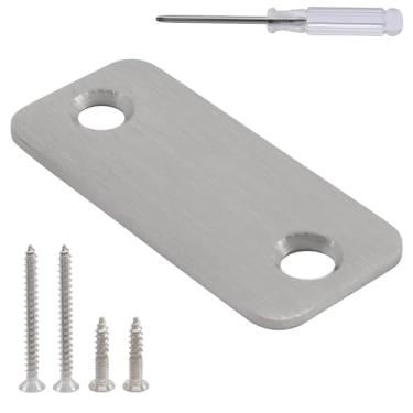 Imagem de LifCratms 1 pacote com placa de cobertura de furo de porta de 2,5 x 6,5 cm, placa de cobertura de fechadura de aço inoxidável com parafusos e chave de fenda (prata)