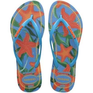 Imagem de Sandália Feminina Havaianas Slim Tropical Fc Turquesa-Feminino