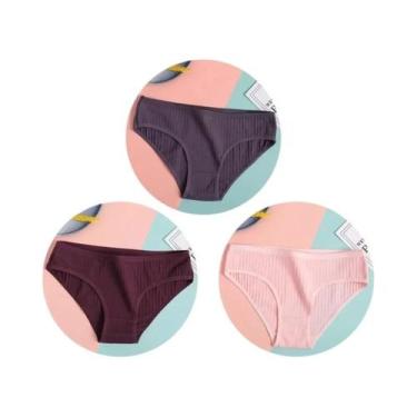 Imagem de Conjunto De 3 Calcinhas De Algodão Femininas De Cintura Baixa, Roupa Í