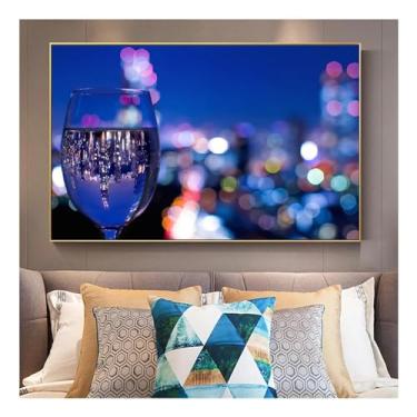 Imagem de Impressão em tela de vidro de vinho de uva, pôster de arte de parede moderna, imagem de bebida para presente, sala de jantar, sala de estar, decoração de casa - (65 x 90 cm) moldura interna de 66 x 89