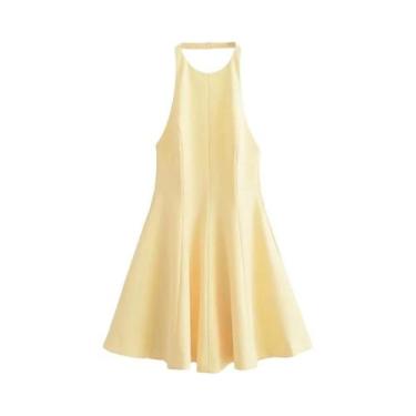 Imagem de Vestido Mini Sem Costas Sexy Para Mulheres, Com Decote Halter, Sem Man