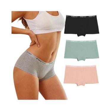 Imagem de Conjunto De 3 Peças De Calcinhas Femininas De Algodão De Cintura Baixa