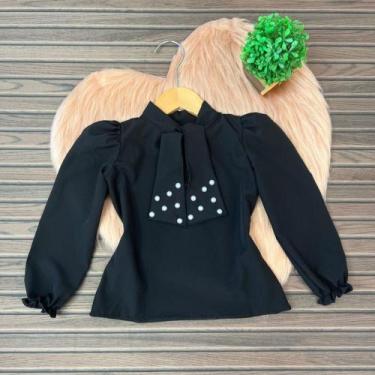 Imagem de Blusa Manga Longa Infantil Camisa Mini Diva Blogueirinha, Preto, 107, 