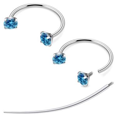 Imagem de Tvalccoy F136 titânio 20/18/16/14 g Ferradura nariz septo lábio orelha piercings 8/10/12 mm cartilagem hélice daith brincos joias para mulheres homens, 16g*1/2in(12mm), Metal, Zircônia cúbica