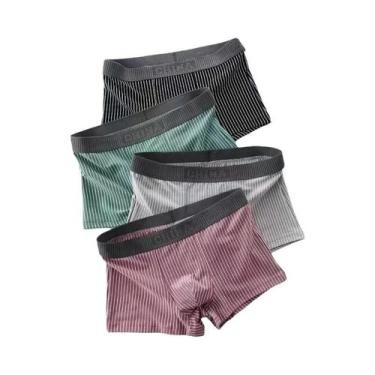 Imagem de Shorts Boxer De Algodão Masculinos 4 Peças, Roupa Íntima Sexy, Cuecas 