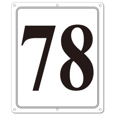 Imagem de i-CowFun Placa numerada de metal premium ao ar livre, refletiva de 30,5 x 25,4 cm, placas numeradas de alumínio grandes 78 para estacionamento, quadra de tênis, campo, armazém, corredor, edifício