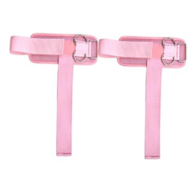 Imagem de Dynwave Conjunto de 2 faixas de pulso para levantamento de peso, portáteis, com argolas duplas em D, ideais para treinamento de força e musculação na, Rosa