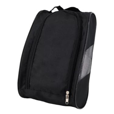 Imagem de KiBcsLic Bolsa para sapatos de golfe, organizador portátil e leve para guardar acessórios de golfe, bolsa com zíper para transportar sapatos para academia e, Preto