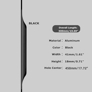 Imagem de Shozafia Pacote com 5 puxadores de dedo para armários, alça oculta longa simplificada para armário de gaveta de porta de cozinha doméstica, puxador de aba de dedo de alumínio (preto, comprimento total