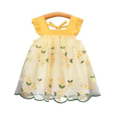 Imagem de Vestido Floral De Verão Sem Costas Com Decote Quadrado Para Menina, Ve