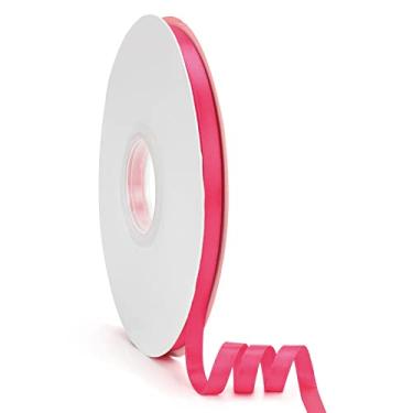 Imagem de Fita de cetim dupla face vermelha rosada 1/4" x 50 jardas, fita de cor sólida de alta densidade, ótimo para artesanato, embrulho de presente, costura, casamento e decoração de Natal (1/4" x 50 jardas, rosa vermelha)