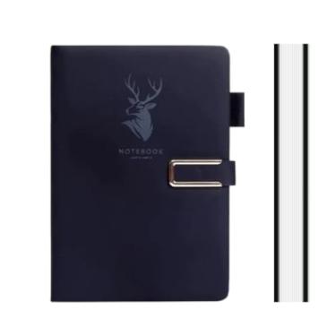 Imagem de Caderno de capa dura A5, diário de couro sintético macio com 85 folhas e suporte de caneta para homens e mulheres, diário forrado para escritório, negócios (PRETO)