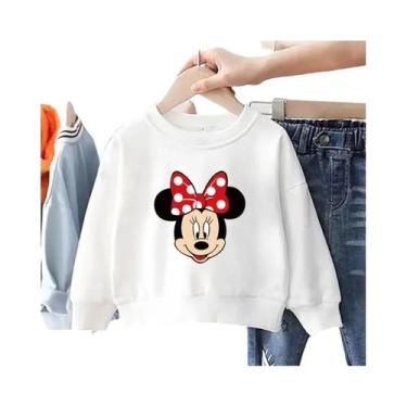 Imagem de Moletom Infantil Menina Minnie Cartoon Manga Longa Solto Gola Redonda 