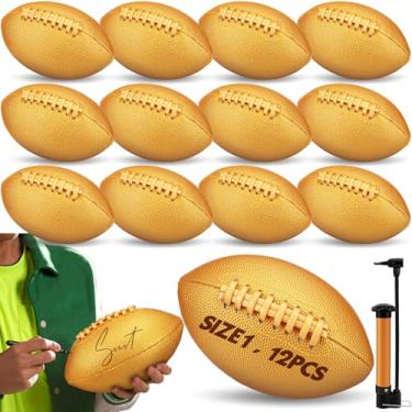 Imagem de Soulchen 12 peças tamanho mini autografado futebol americano a granel com bomba de ar para autógrafos assinatura personalizada troféu treinador presente campeonato festa de aniversário jogo de rúgbi