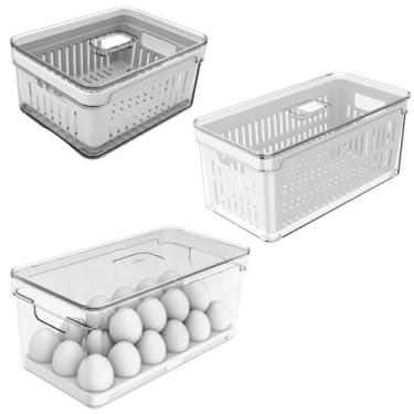 Imagem de Ou Kit Organizadores de Geladeira Transparente Linha Clear Fresh