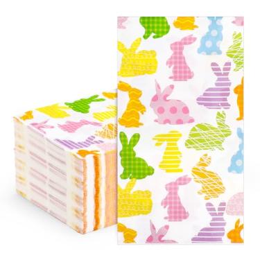 Imagem de AnyDesign Guardanapos de papel para convidados de páscoa guardanapos de papel coloridos coelho coelho toalhas de mão decorativas descartáveis para primavera banheiro quarto de pó suprimentos de festa