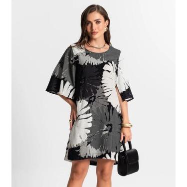 Imagem de Vestido Curto Estampado Endless Cinza, G, Cinza