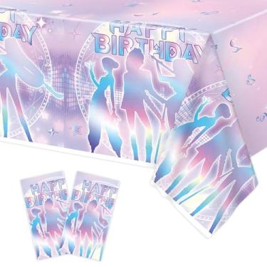 Imagem de Aulecoo 2 toalhas de mesa Kpop para meninas, descartáveis, roxas, à prova d'água, para crianças, meninos, festas de aniversário, chá de bebê