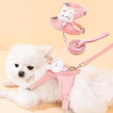 Imagem de Peitoral e coleira para gatos, peitoral e pescoço ajustáveis para animais de estimação de 9 a 2,7 kg, colete ajustável macio à prova de escape, arnês macio e seguro para caminhadas e passeios diários