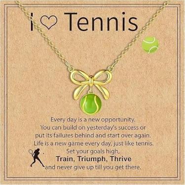 Imagem de Colar de bola com laço para mulheres, pingente de cobre, joias, basquete, vôlei, futebol, rúgbi, softbol, tênis, one size, Metal, Sem Pedra Preciosa