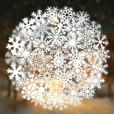 Imagem de 50 peças de adesivos transparentes de floco de neve, decalques de inverno para capa de telefone, tablet, copo de vidro, decoração de janela, transparente à prova d'água (branco)