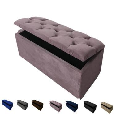 Imagem de Puff Bau Pé De Cama 90 cm Suede Capitonê Porta Objetos E Brinquedos - 