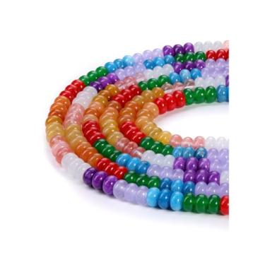 Imagem de Jovivi Contas de pedra Rondelle natural multicolor de 5 x 8 mm, contas de pedra de disco de ábaco espaçador solto pedra semipreciosa polida para fazer joias de pulseira faça você mesmo