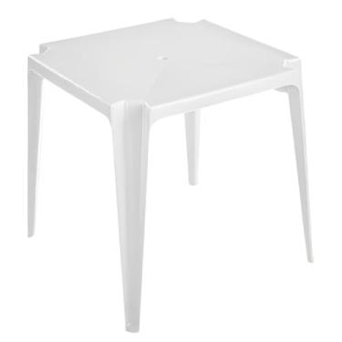 Imagem de Mesa Quadrada de Plástico Durável - Ideal para Bar, Jardim, Cozinha e Sala, Prática e Fácil de Limpar, Versátil para Casa (Branco)
