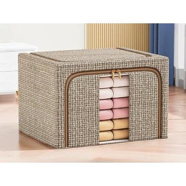 Imagem de Caixa Organizadora Dobrável 66L com Visor Transparente para Roupas, Edredom e Brinquedos(2325 Marrom)