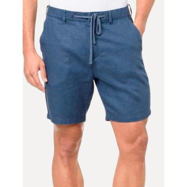 Imagem de Bermuda Calvin Klein Jeans Masculina Cadarço Linen RE Issue Azul Escuro-Masculino