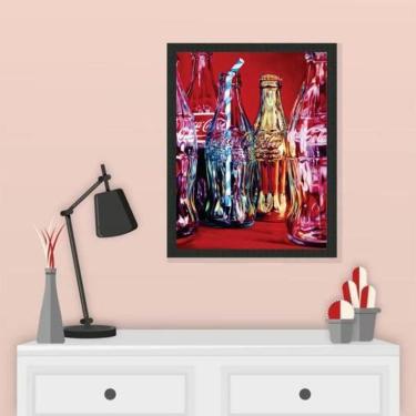 Imagem de Quadro Coca-Cola Garrafas Coloridas 24X18Cm - Com Vidro