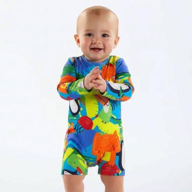 Imagem de Macaquinho Praia Bebê e Infantil Proteção UV Zoo Colorido Up Baby