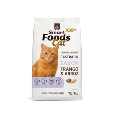 Imagem de Ração Smart Foods Cat Premium Especial para Gatos Castrados Sabor Frango e Arroz 10.1kg Controle de Peso Nutrição Completa