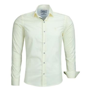 Imagem de Camisa Social Amil Liso Sem Bolso Manga Longa Slim 100% Algodão 1871, 