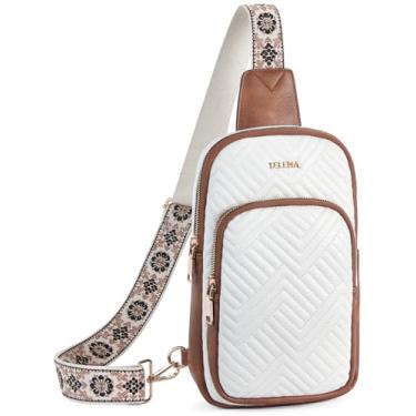 Imagem de Telena Bolsa tiracolo grande para mulheres, pochete transversal com alça ajustável, 1 - bege marrom, One Size, Elegante