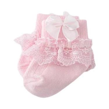 Imagem de Meias De Algodão Com Renda Para Bebês Meninas 0-24 Meses, Meias De Pri