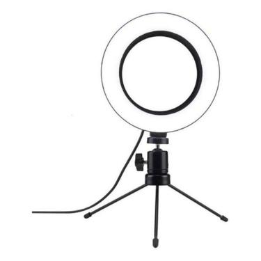 Imagem de Ring Light De Mesa Iluminador Led Mini Tripé Anel 16Cm Usb
