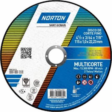 Imagem de Disco de Corte MultiCorte 115x1,0x22,23mm - 66252846280 - NORTON
