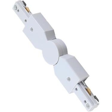 Imagem de Yuemegou Conector de trilho branco para sistema de trilho H, acessórios de iluminação de trilho tipo H, conector ajustável de trilho H para trilho de trilho de 3 fios e 1
