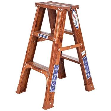 Imagem de Escada dobrável para casa multifuncional alumínio 3 degraus escada de escalada interior exterior escada multiuso (cor: castanho tamanho: 70,536,5 cm)