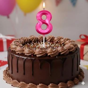 Imagem de Vela De Aniversário Design Número Com 7Cm Silver Festas Rosa (Número 8)