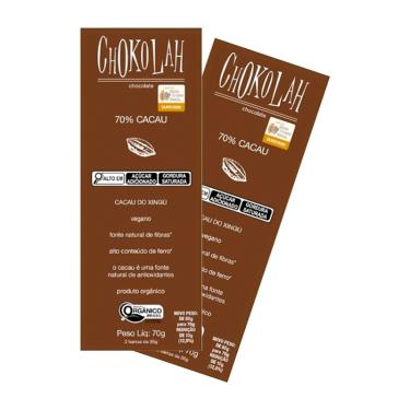 Imagem de Kit 2X: Chocolate 70% Cacau com Açúcar Demerara Orgânico CHoKolaH 70g
