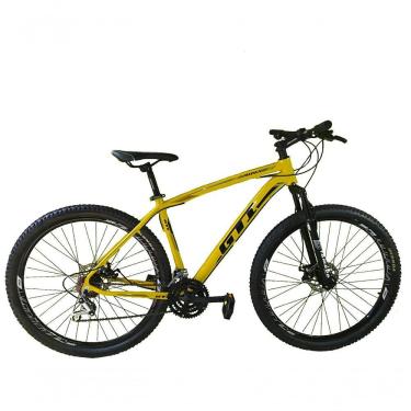 Imagem de Bicicleta Aro 29 Gti Roma Alumínio 27v Freio Disco Mecânico Garfo Suspensão - Amarelo Tam.19