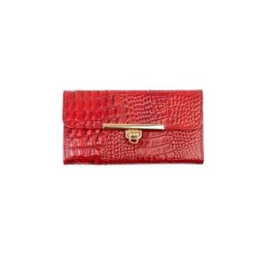 Imagem de Carteira feminina de couro croco Kate 10,5x19,5cm-Feminino